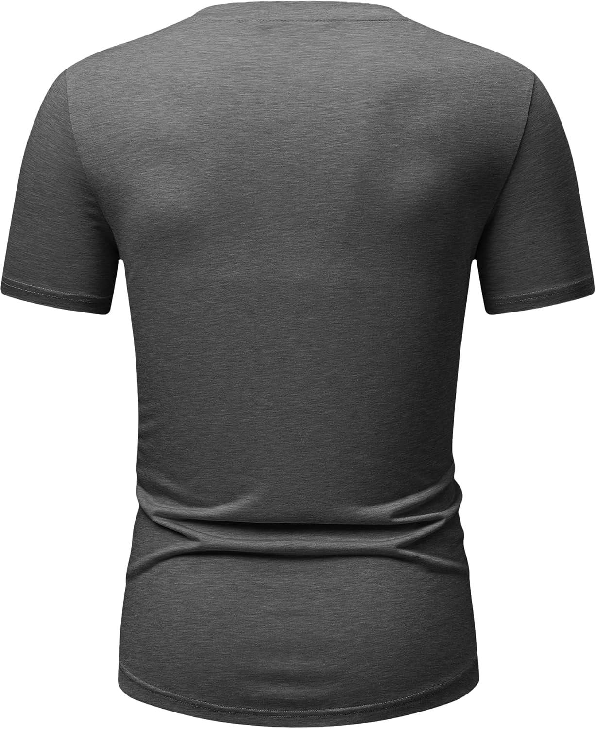 imageJMIERR Mens Casual Henley Shirts Short Sleeve Basic Button Muscle Longline TShirt Gym Workout Athletic TeeDark Grey