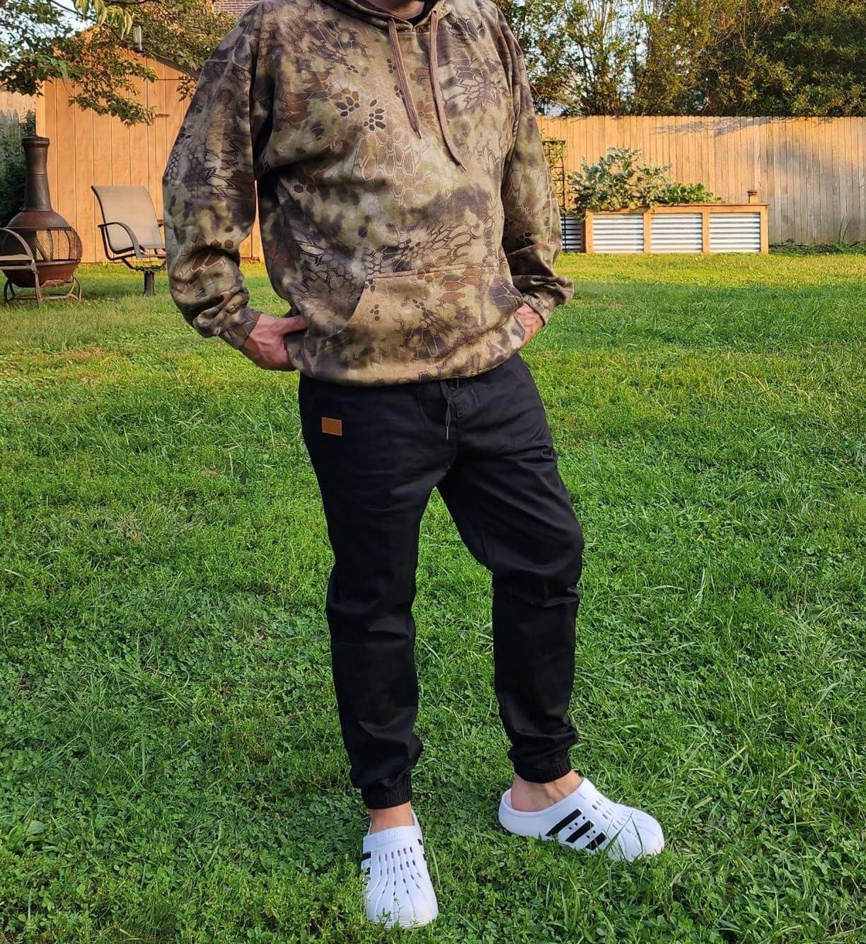 imageJMIERR Mens Casual Joggers Pants Cotton Drawstring Chino Cargo Pants Hiking Outdoor Twill Track Jogging Sweatpants PantsBlack