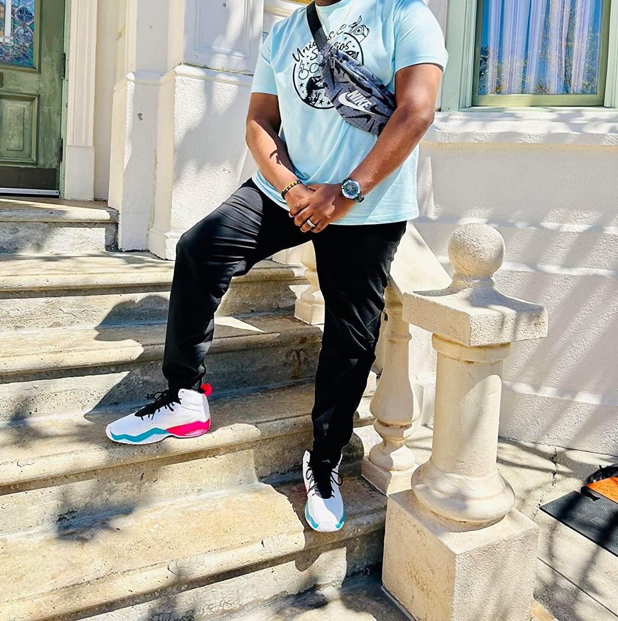 imageJMIERR Mens Casual Joggers Pants Cotton Drawstring Chino Cargo Pants Hiking Outdoor Twill Track Jogging Sweatpants PantsBlack