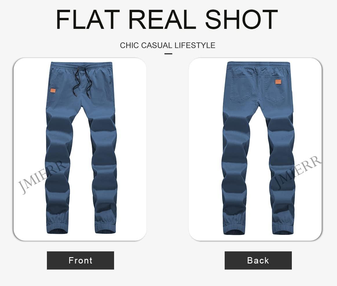 imageJMIERR Mens Casual Joggers Pants Cotton Drawstring Chino Cargo Pants Hiking Outdoor Twill Track Jogging Sweatpants PantsBlue