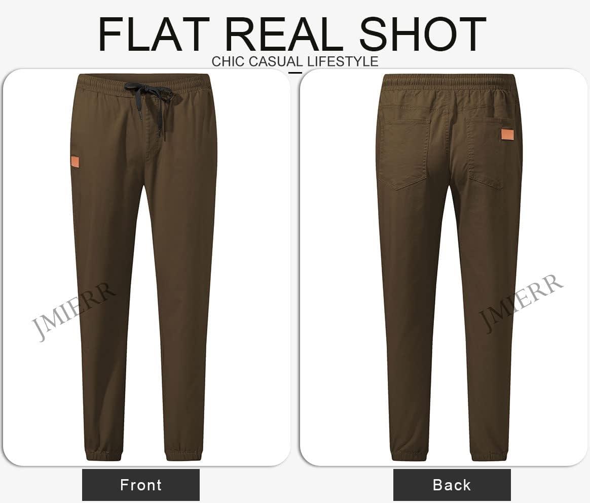 imageJMIERR Mens Casual Joggers Pants Cotton Drawstring Chino Cargo Pants Hiking Outdoor Twill Track Jogging Sweatpants PantsDark Brown