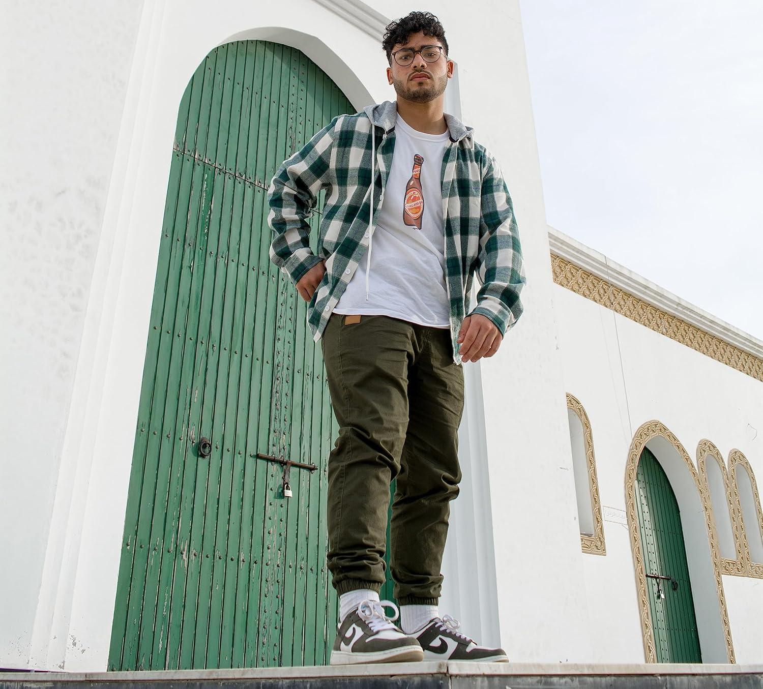 imageJMIERR Mens Casual Joggers Pants Cotton Drawstring Chino Cargo Pants Hiking Outdoor Twill Track Jogging Sweatpants PantsDark Green