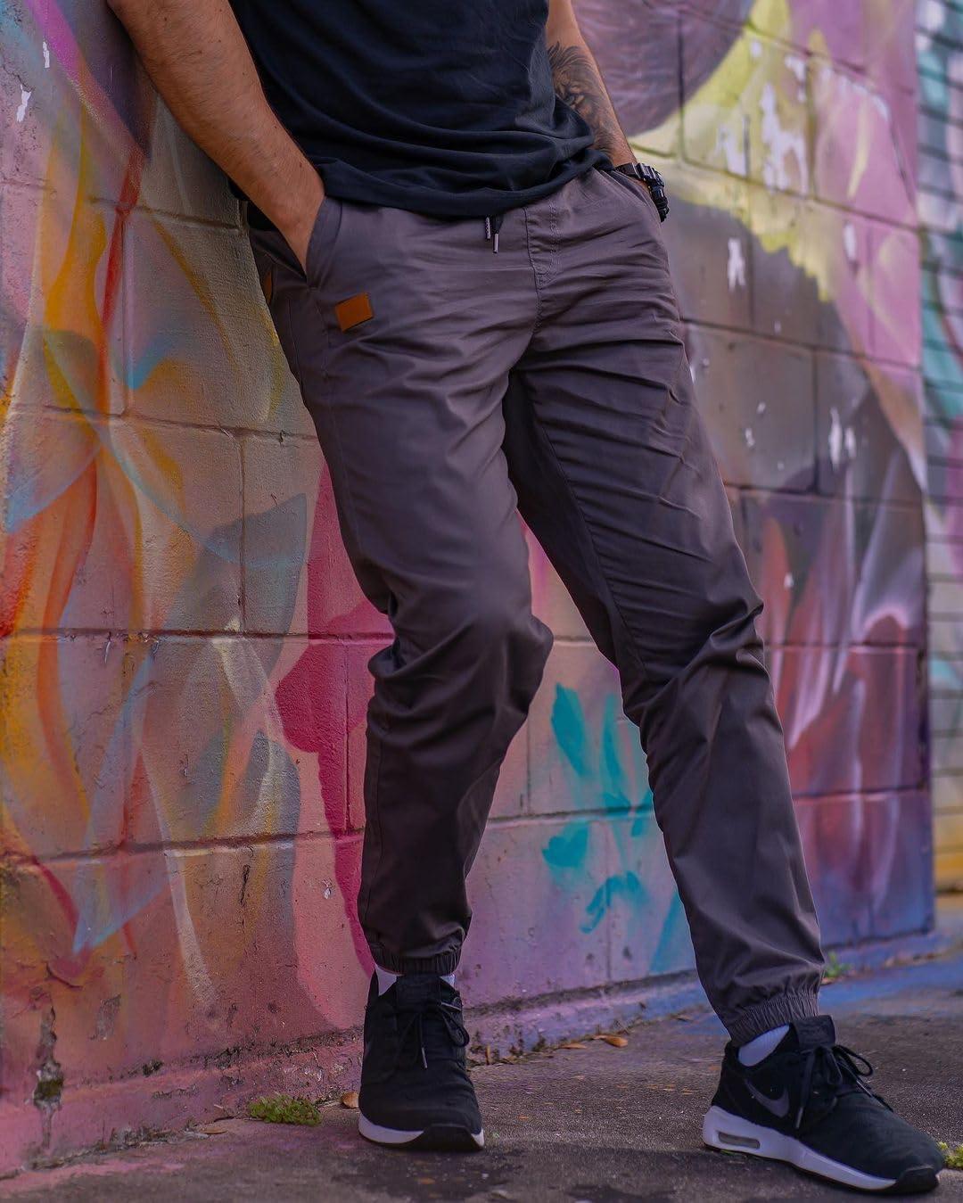 imageJMIERR Mens Casual Joggers Pants Cotton Drawstring Chino Cargo Pants Hiking Outdoor Twill Track Jogging Sweatpants PantsDark Grey