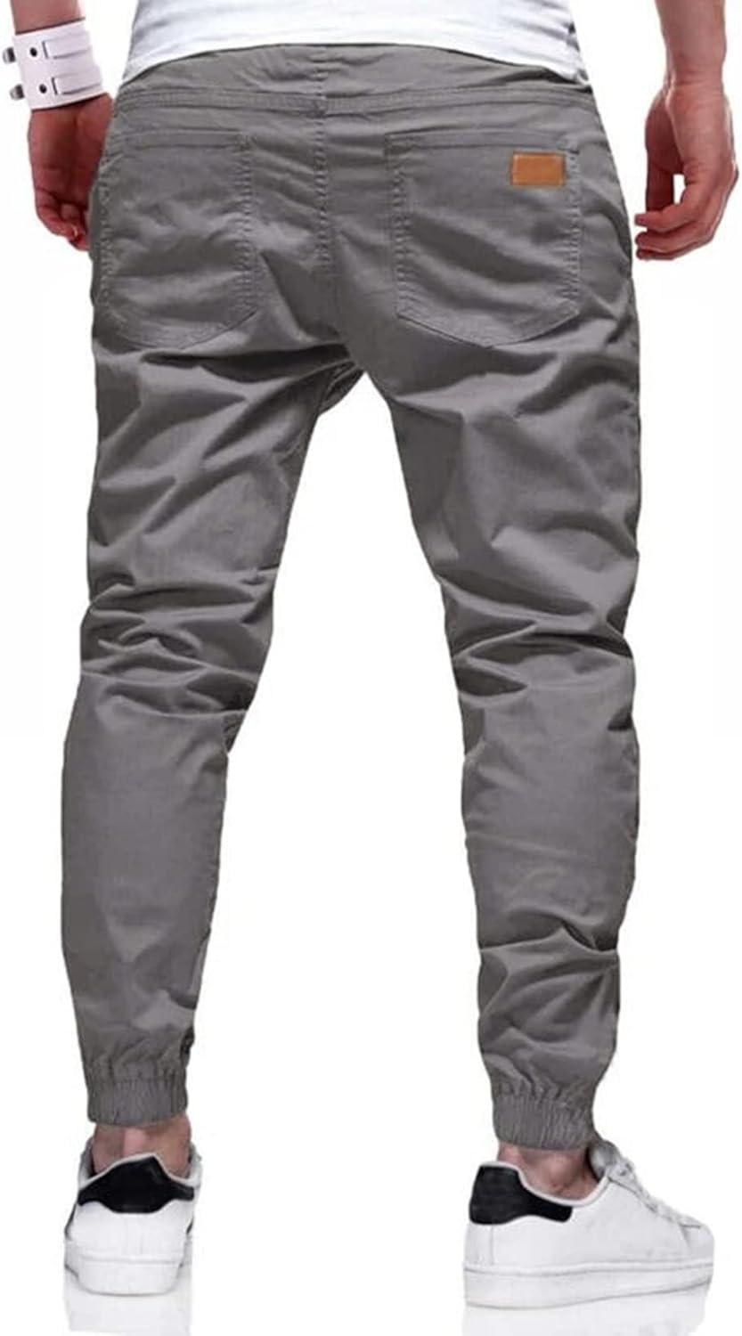 imageJMIERR Mens Casual Joggers Pants Cotton Drawstring Chino Cargo Pants Hiking Outdoor Twill Track Jogging Sweatpants PantsDark Grey
