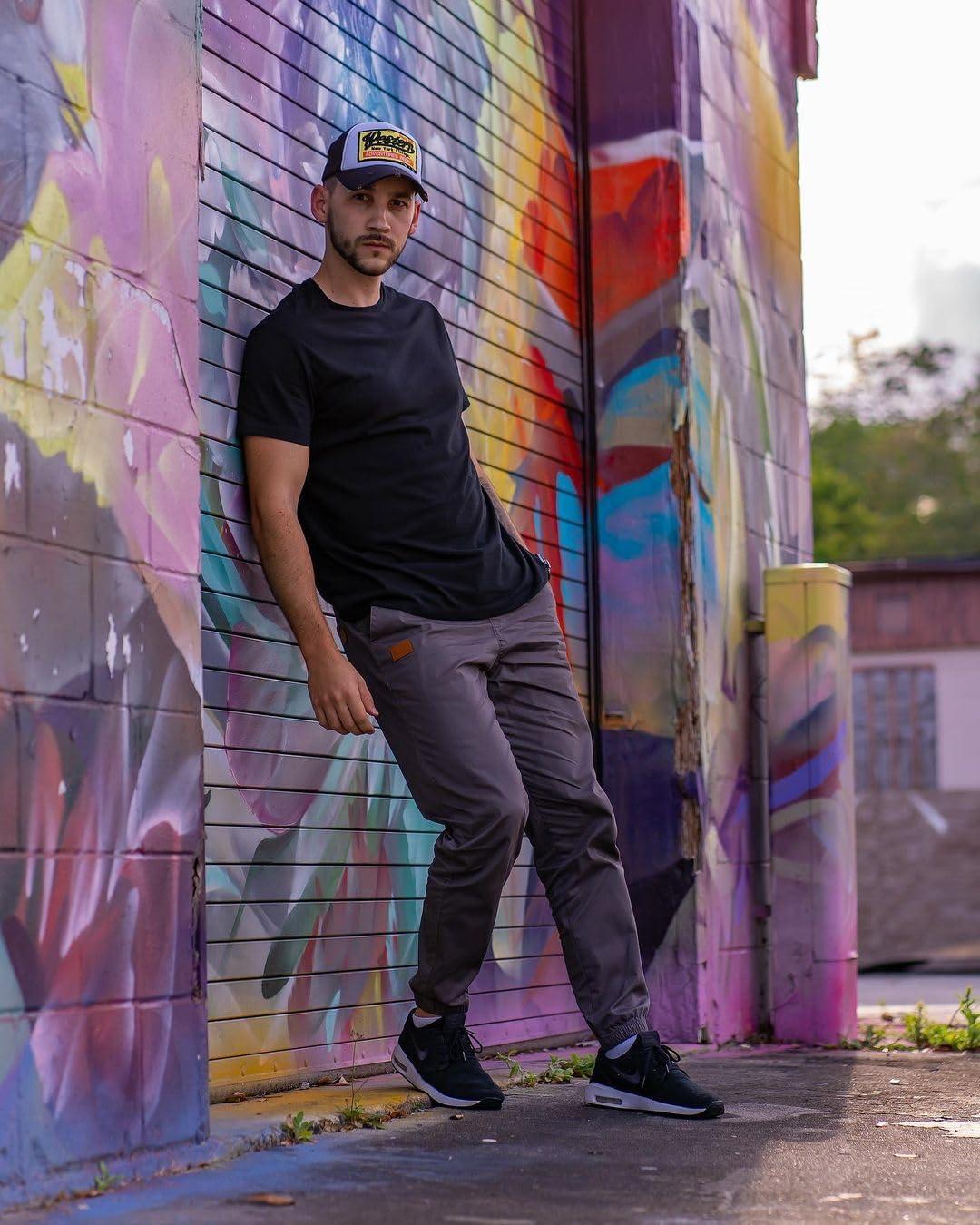 imageJMIERR Mens Casual Joggers Pants Cotton Drawstring Chino Cargo Pants Hiking Outdoor Twill Track Jogging Sweatpants PantsDark Grey