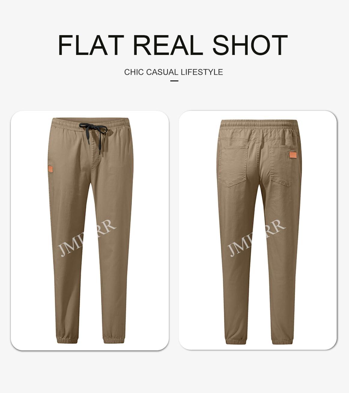 imageJMIERR Mens Casual Joggers Pants Cotton Drawstring Chino Cargo Pants Hiking Outdoor Twill Track Jogging Sweatpants PantsLight French Beige