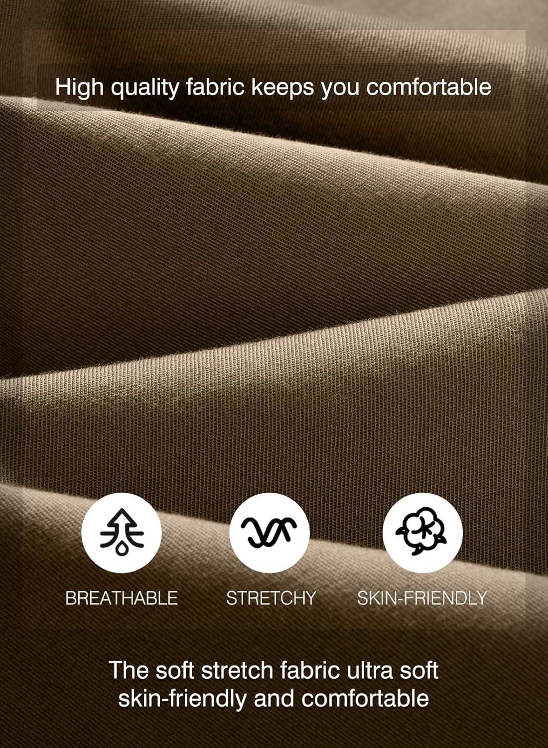 imageJMIERR Mens Casual Joggers Pants Cotton Drawstring Chino Cargo Pants Hiking Outdoor Twill Track Jogging Sweatpants PantsLight French Beige