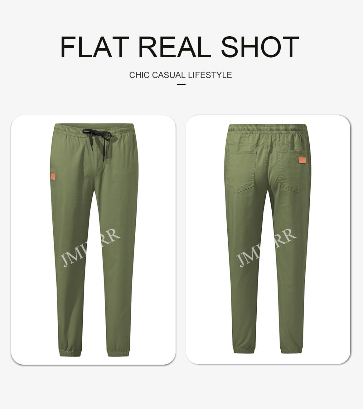 imageJMIERR Mens Casual Joggers Pants Cotton Drawstring Chino Cargo Pants Hiking Outdoor Twill Track Jogging Sweatpants PantsLight Green