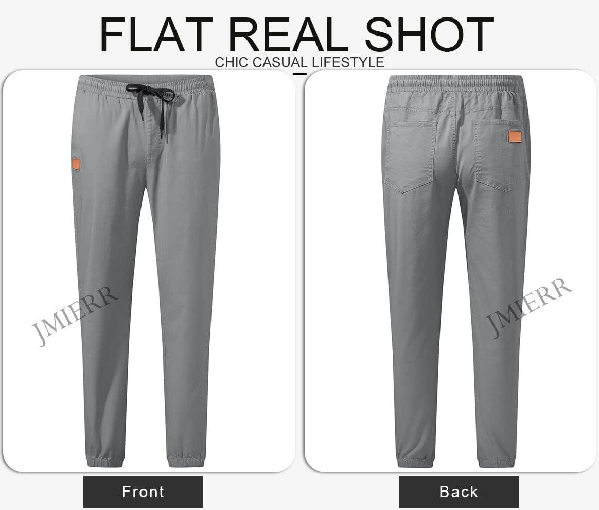 imageJMIERR Mens Casual Joggers Pants Cotton Drawstring Chino Cargo Pants Hiking Outdoor Twill Track Jogging Sweatpants PantsLight Grey