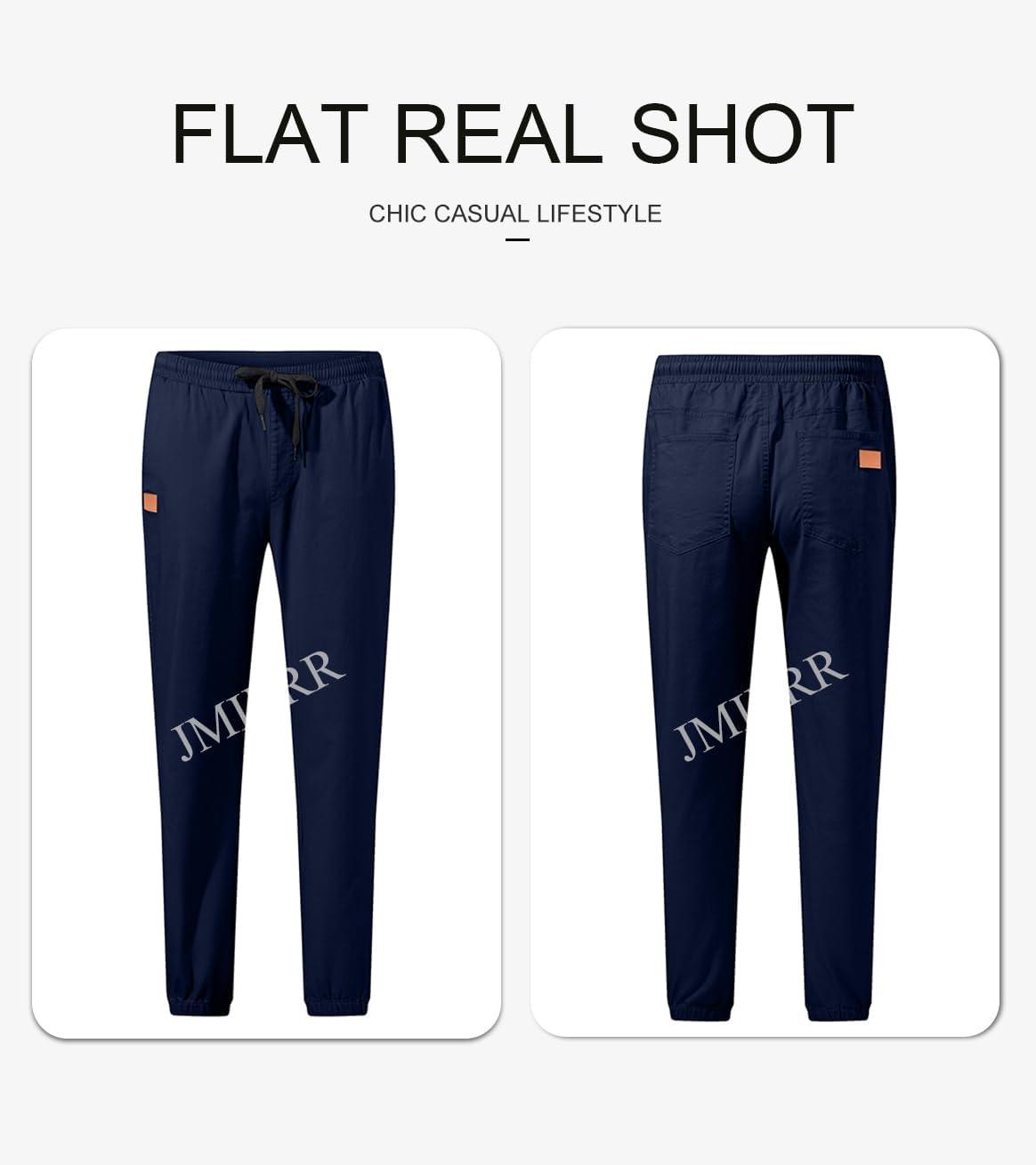 imageJMIERR Mens Casual Joggers Pants Cotton Drawstring Chino Cargo Pants Hiking Outdoor Twill Track Jogging Sweatpants PantsMidnight Blue
