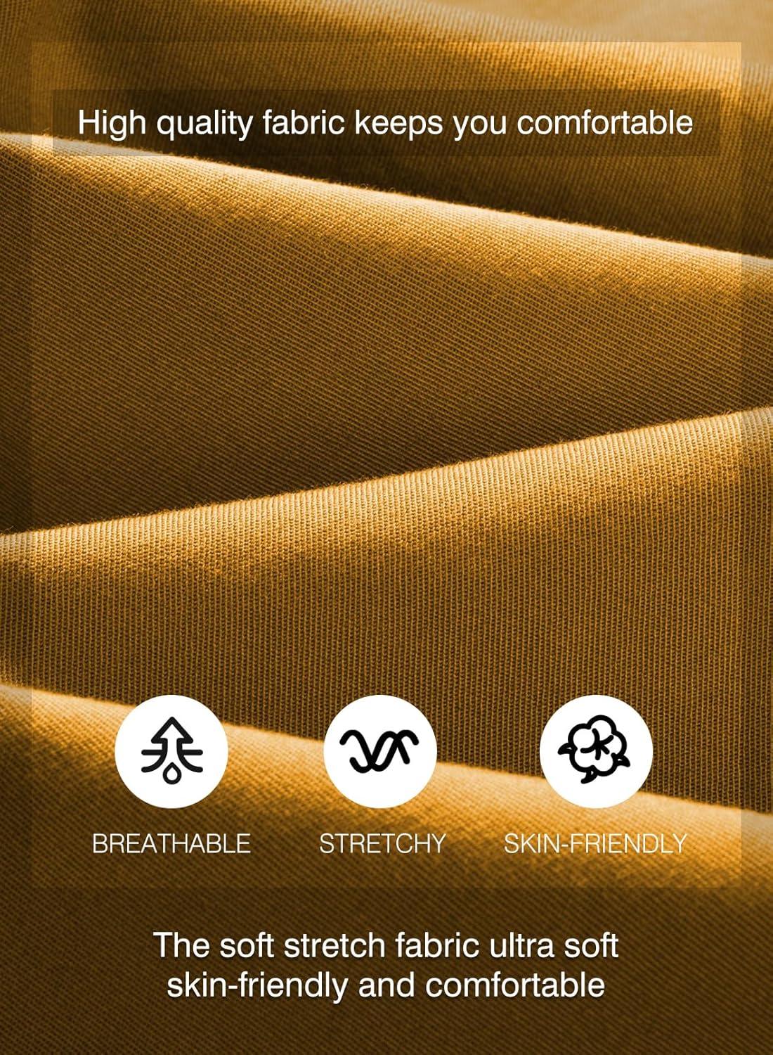 imageJMIERR Mens Casual Joggers Pants Cotton Drawstring Chino Cargo Pants Hiking Outdoor Twill Track Jogging Sweatpants PantsYellow