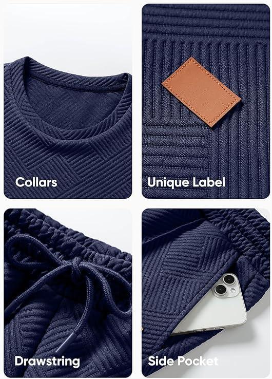 imageJMIERR Mens Casual Short Sleeve T Shirts and Shorts Summer Beach Vacation 2 Piece Outfit Lounge Workout SetsB Blue 2