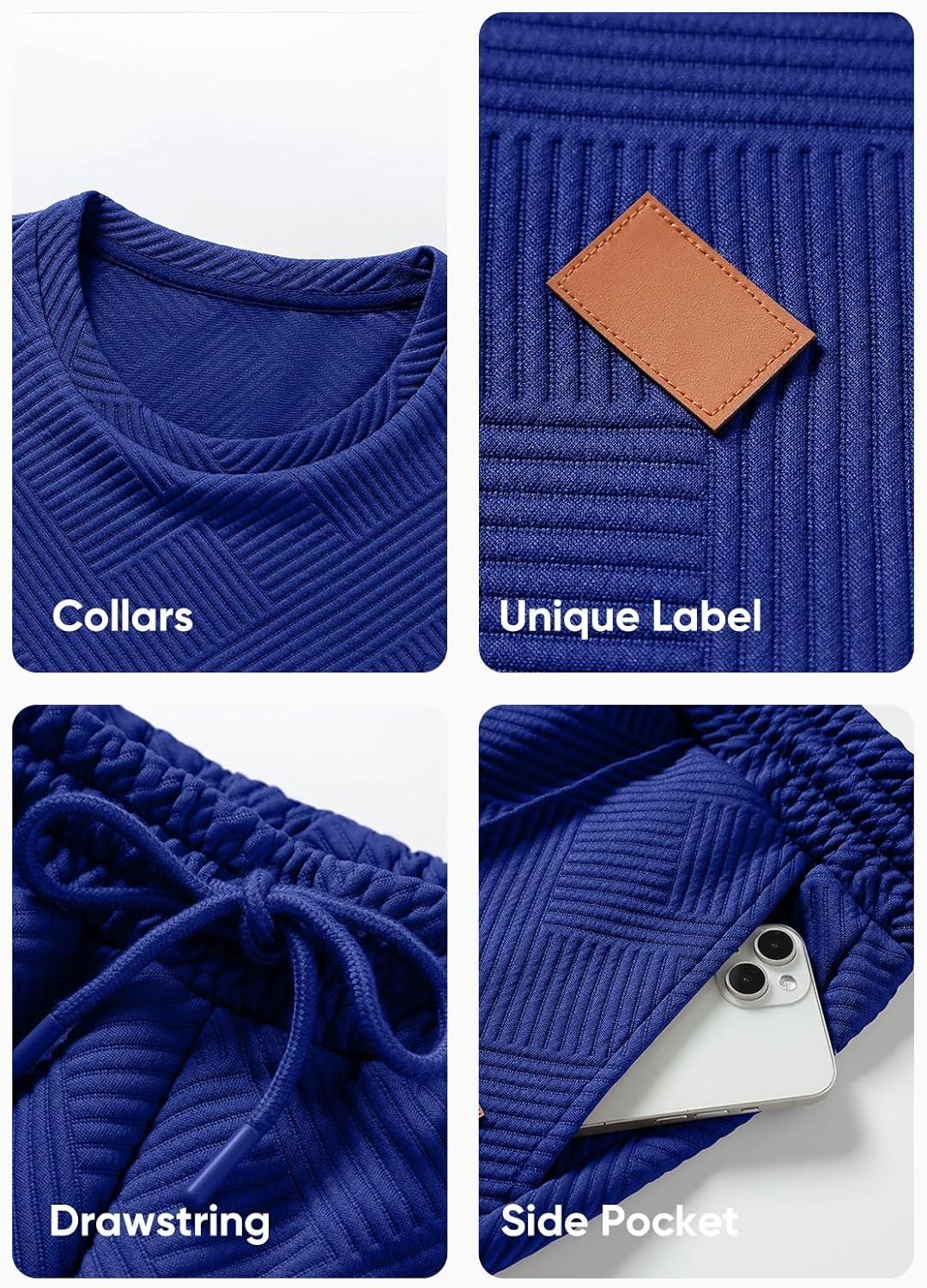 imageJMIERR Mens Casual Short Sleeve T Shirts and Shorts Summer Beach Vacation 2 Piece Outfit Lounge Workout SetsB Dark Blue