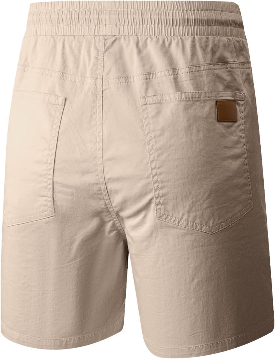 imageJMIERR Mens Casual Shorts Cotton Drawstring Summer Beach Stretch Twill Chino Golf Shorts with PocketsA1 Khaki3