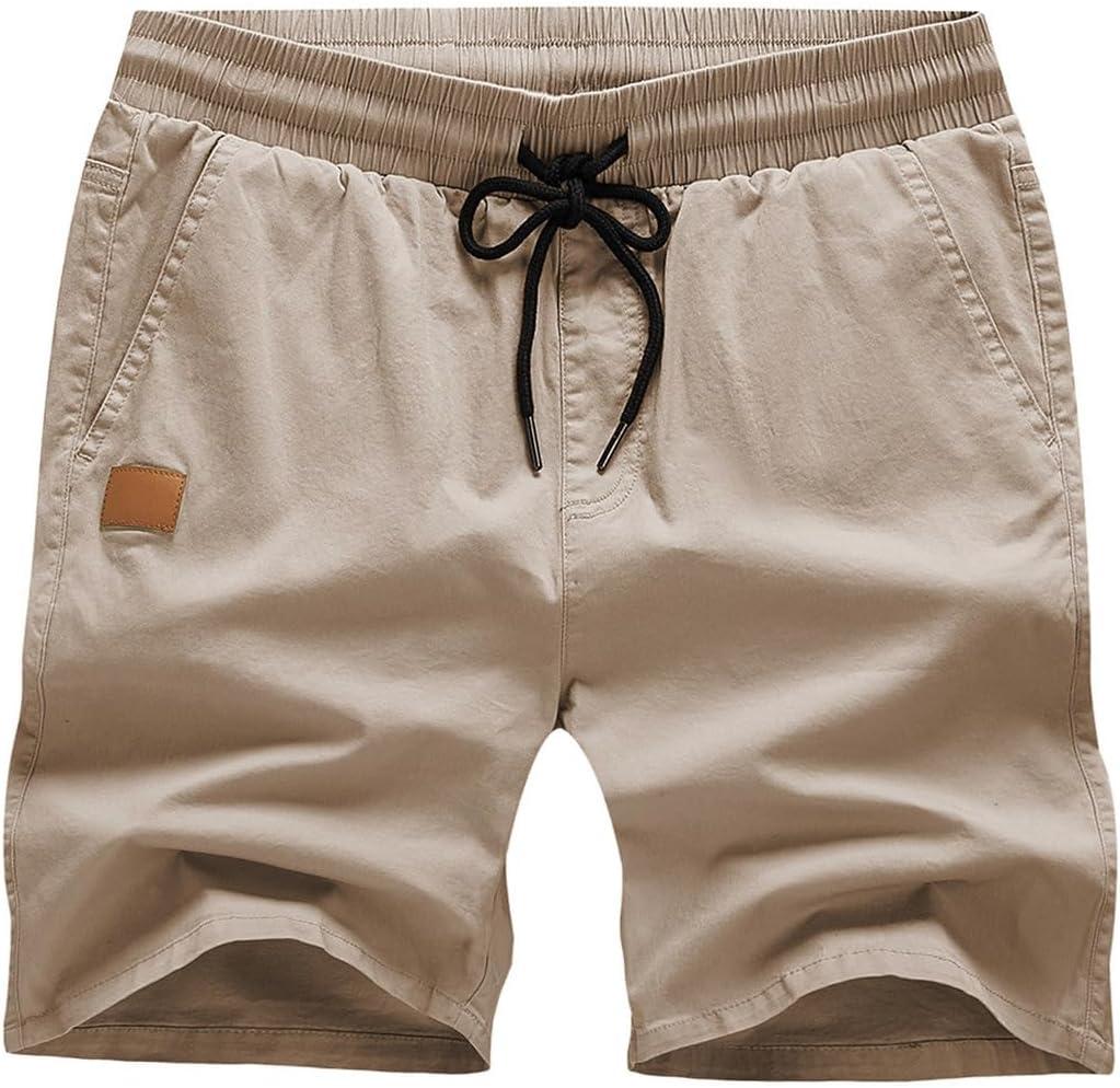 imageJMIERR Mens Casual Shorts Cotton Drawstring Summer Beach Stretch Twill Chino Golf Shorts with PocketsA1 Khaki3