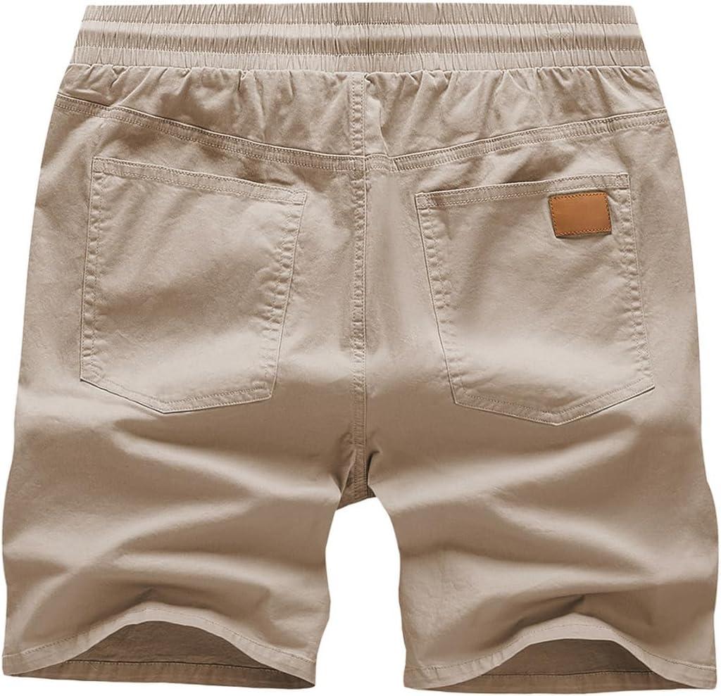 imageJMIERR Mens Casual Shorts Cotton Drawstring Summer Beach Stretch Twill Chino Golf Shorts with PocketsA1 Khaki3