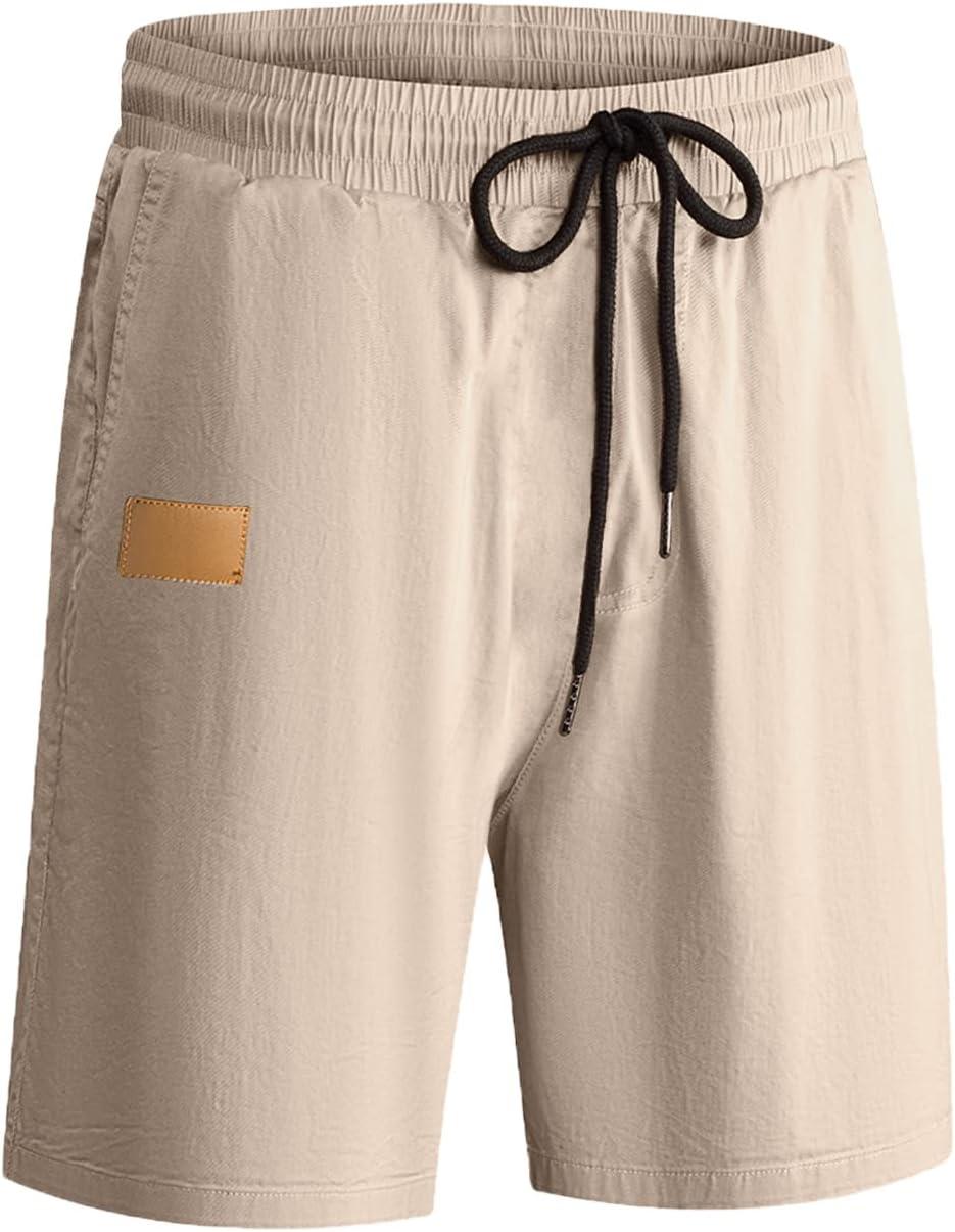 imageJMIERR Mens Casual Shorts Cotton Drawstring Summer Beach Stretch Twill Chino Golf Shorts with PocketsA1 Khaki3