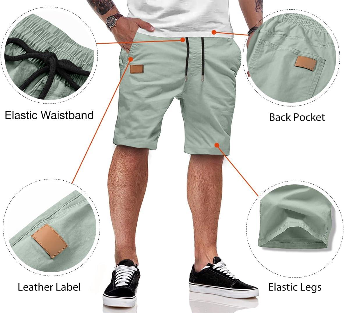 imageJMIERR Mens Casual Shorts Cotton Drawstring Summer Beach Stretch Twill Chino Golf ShortsS Haze Blue