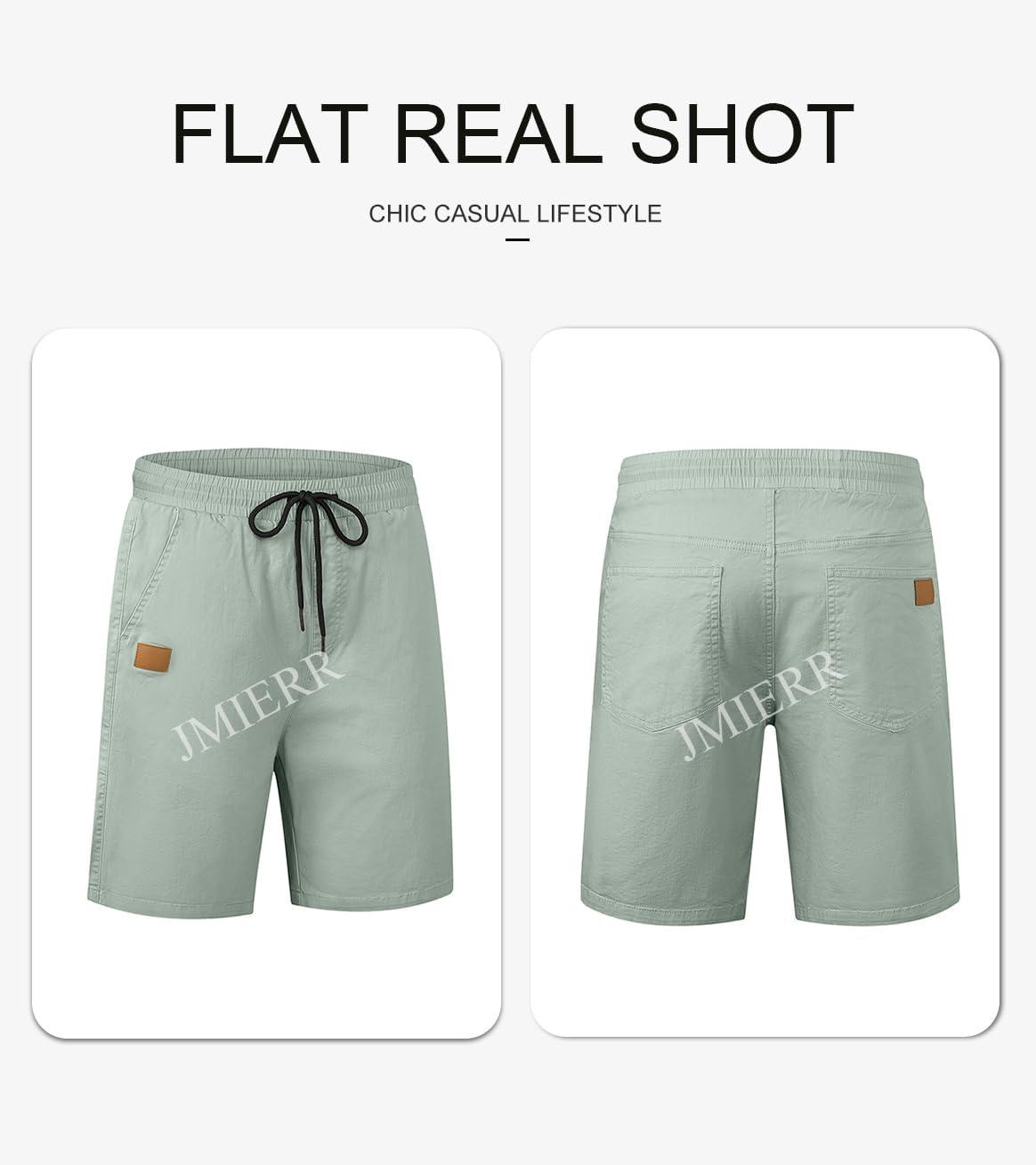 imageJMIERR Mens Casual Shorts Cotton Drawstring Summer Beach Stretch Twill Chino Golf ShortsS Haze Blue