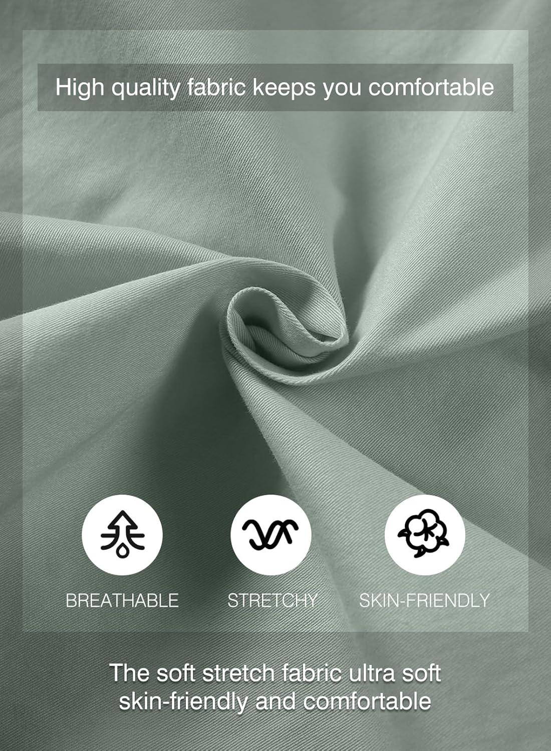 imageJMIERR Mens Casual Shorts Cotton Drawstring Summer Beach Stretch Twill Chino Golf ShortsS Haze Blue