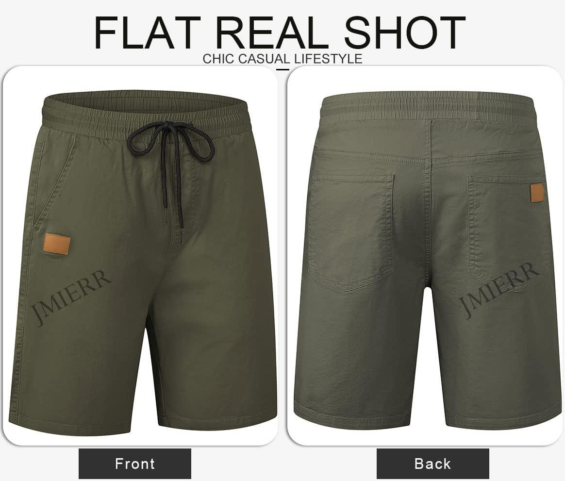 imageJMIERR Mens Casual Shorts Cotton Drawstring Summer Beach Stretch Twill Chino Golf ShortsS1 Grey Green