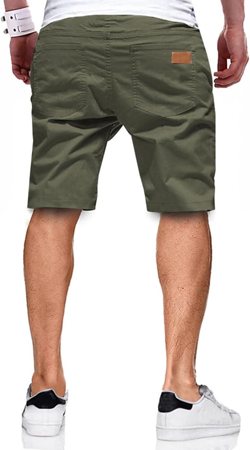 imageJMIERR Mens Casual Shorts Cotton Drawstring Summer Beach Stretch Twill Chino Golf ShortsS1 Grey Green