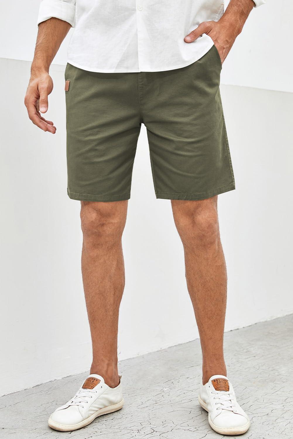 imageJMIERR Mens Casual Shorts Cotton Drawstring Summer Beach Stretch Twill Chino Golf ShortsS1 Grey Green