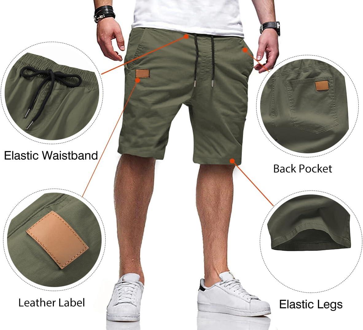 imageJMIERR Mens Casual Shorts Cotton Drawstring Summer Beach Stretch Twill Chino Golf ShortsS1 Grey Green