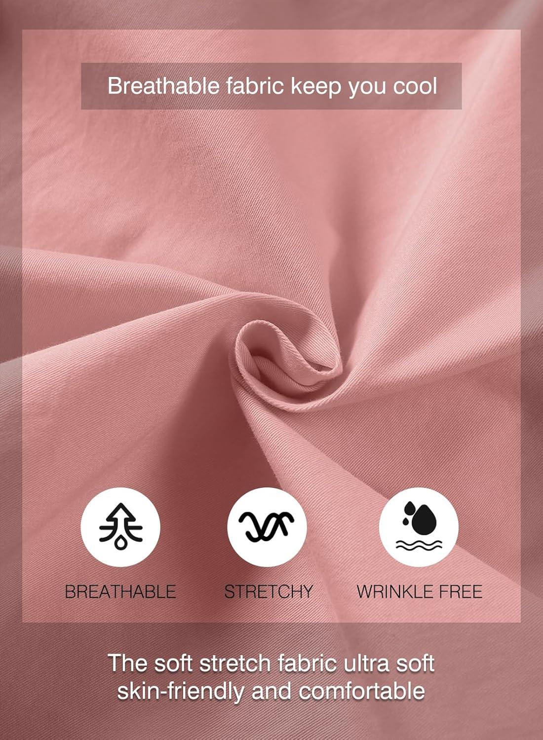 imageJMIERR Mens Casual Shorts Cotton Drawstring Summer Beach Stretch Twill Chino Golf ShortsS4 Pink