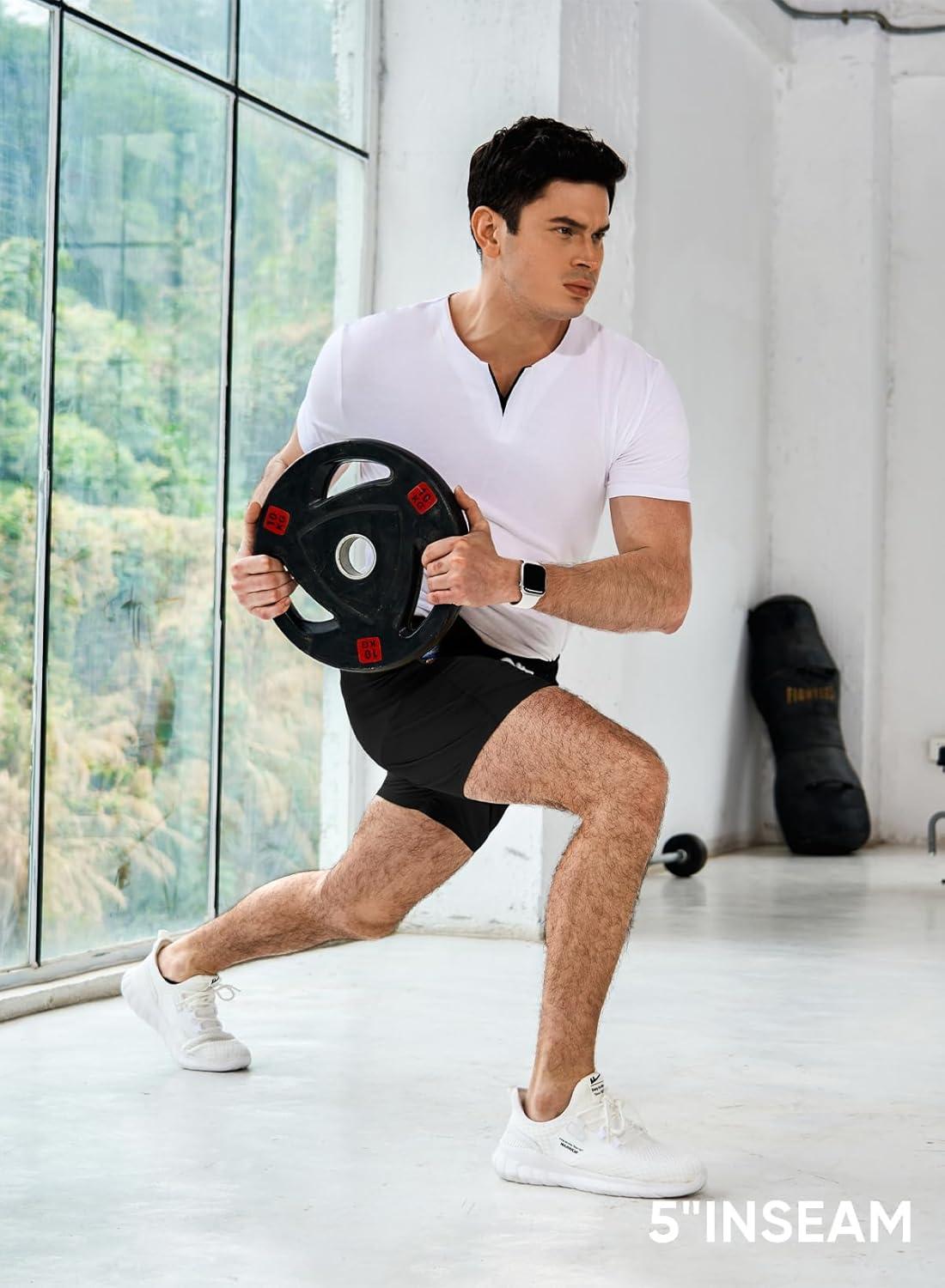 imageJMIERR Mens Casual Shorts 5quot 7quot Drawstring Summer Quick Dry Beach Stretch Waist Athletic Gym Short5 A1black