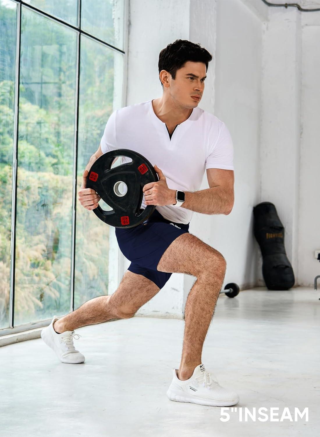 imageJMIERR Mens Casual Shorts 5quot 7quot Drawstring Summer Quick Dry Beach Stretch Waist Athletic Gym Short5 A3dark Grey