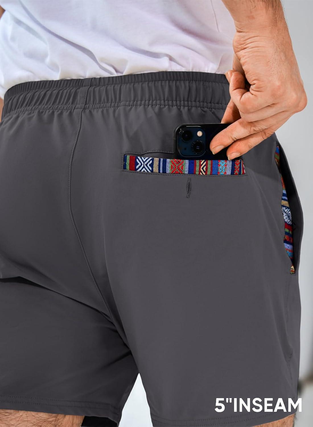 imageJMIERR Mens Casual Shorts 5quot 7quot Drawstring Summer Quick Dry Beach Stretch Waist Athletic Gym Short5 A3dark Grey