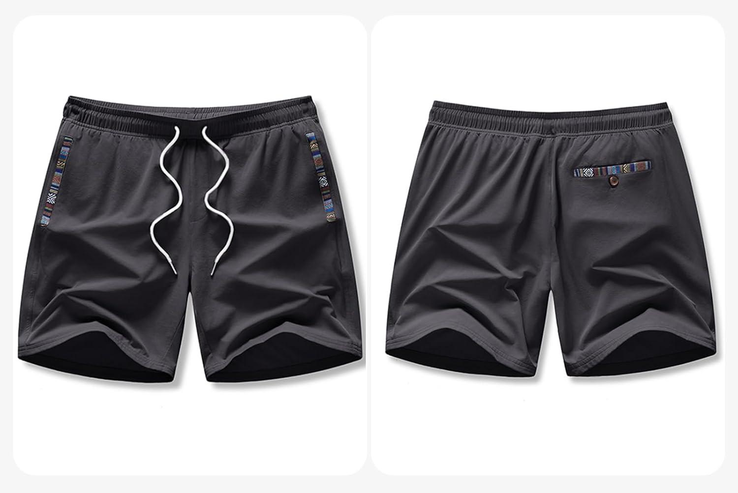 imageJMIERR Mens Casual Shorts 5quot 7quot Drawstring Summer Quick Dry Beach Stretch Waist Athletic Gym Short5 A3dark Grey