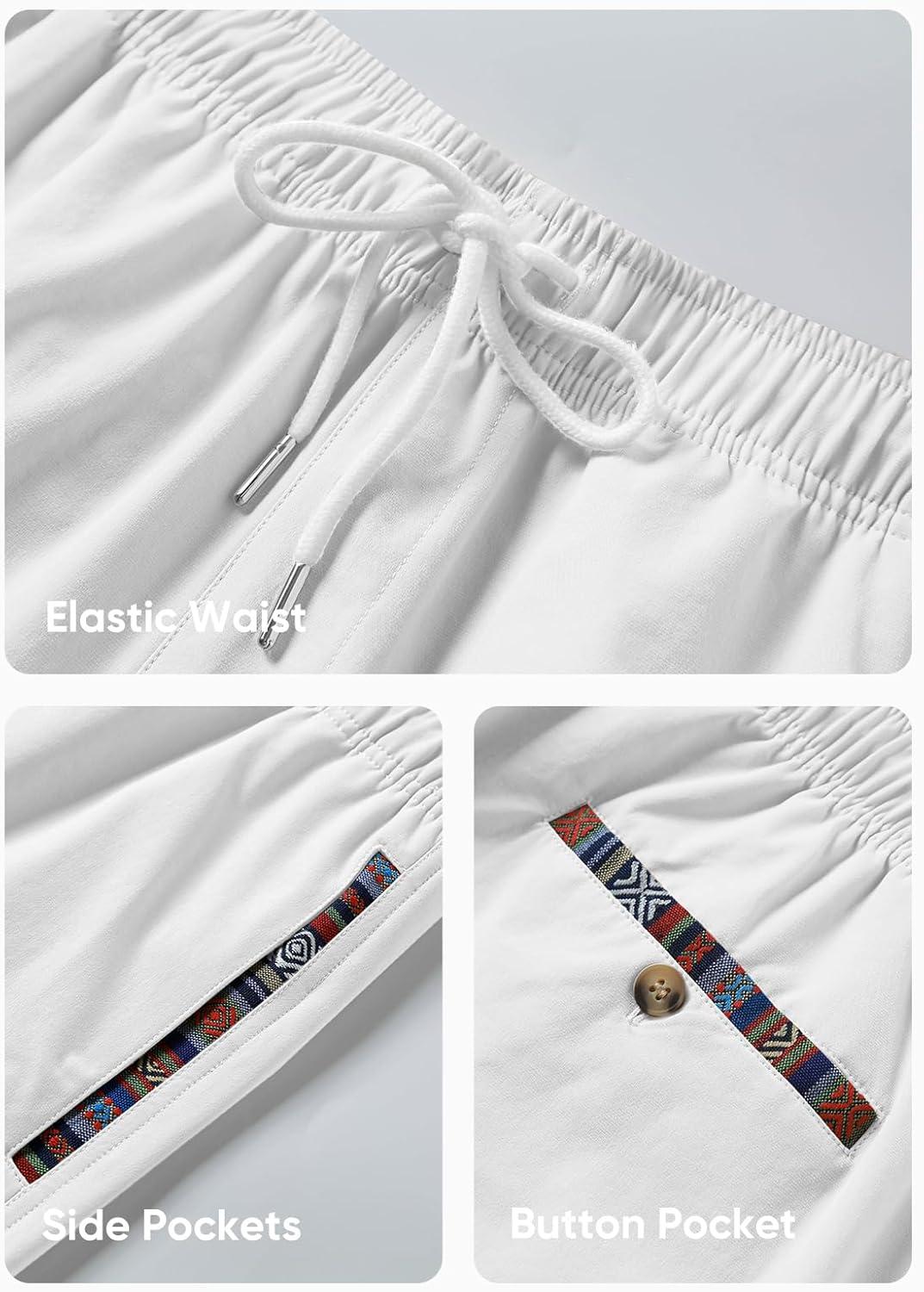 imageJMIERR Mens Casual Shorts 5quot 7quot Drawstring Summer Quick Dry Beach Stretch Waist Athletic Gym Short5 Bwhite