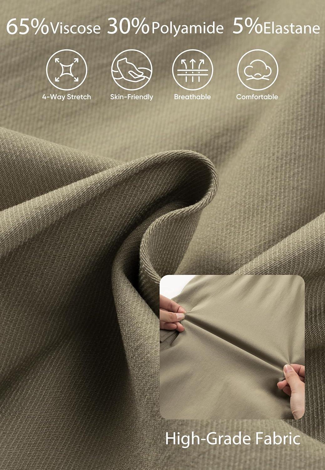 imageJMIERR Mens Casual Stretch Cargo Shorts Classic Drawstring Elastic Waist Summer Work Short with Multi Pockets0 Khaki