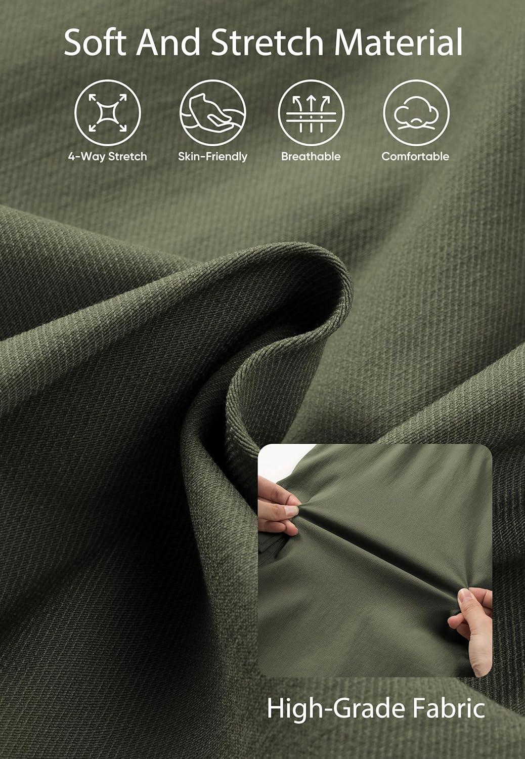 imageJMIERR Mens Casual Stretch Cargo Shorts Classic Drawstring Elastic Waist Summer Work Short with Multi PocketsArmy Green