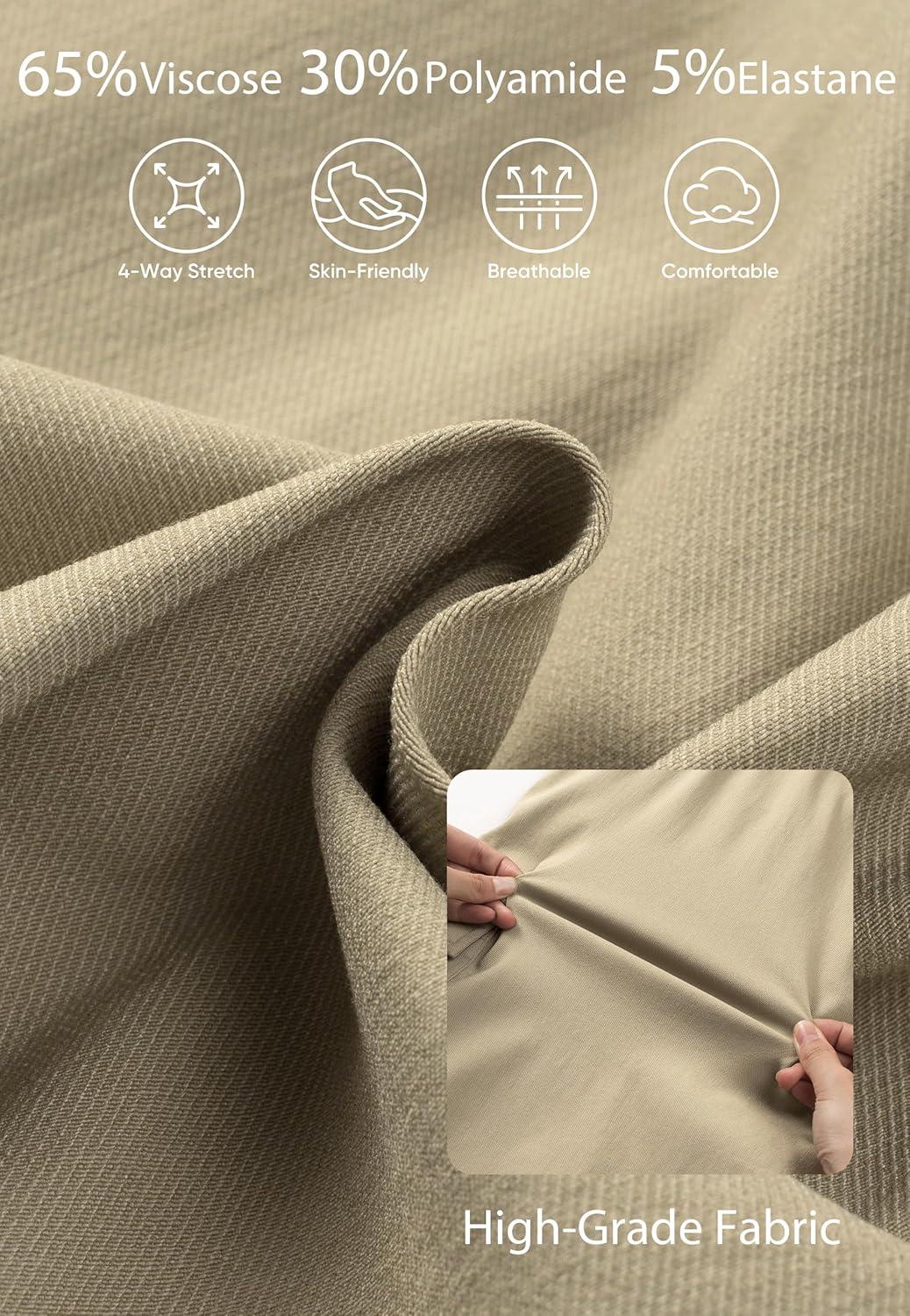 imageJMIERR Mens Casual Stretch Cargo Shorts Classic Drawstring Elastic Waist Summer Work Short with Multi PocketsBeige