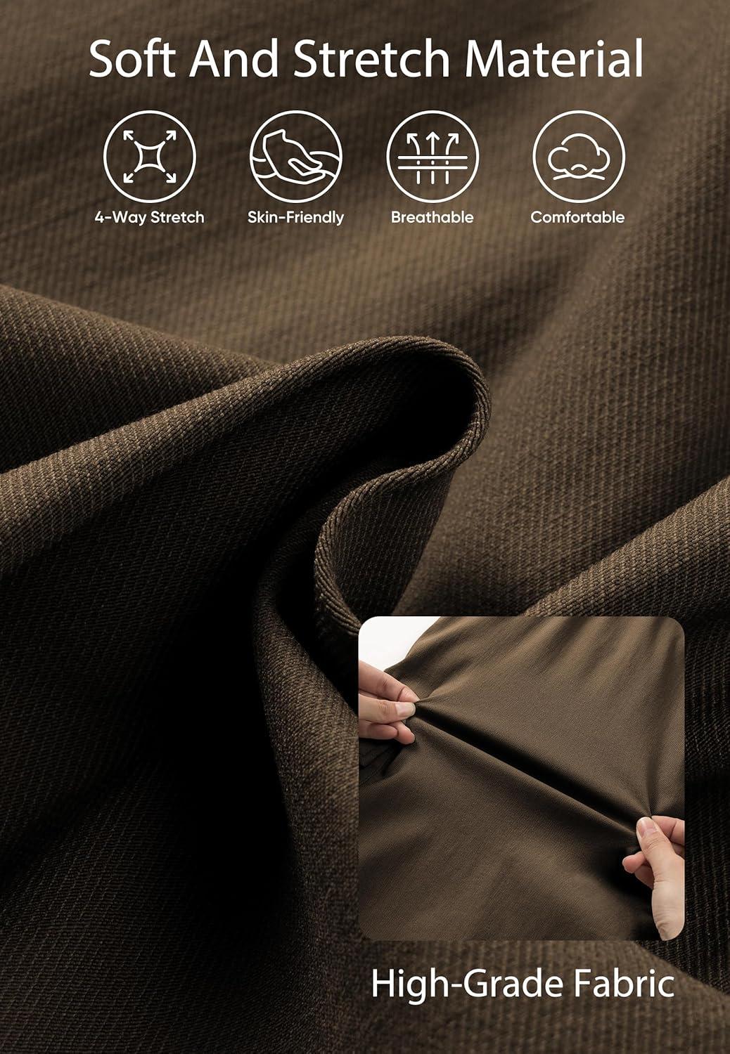 imageJMIERR Mens Casual Stretch Cargo Shorts Classic Drawstring Elastic Waist Summer Work Short with Multi PocketsBrown