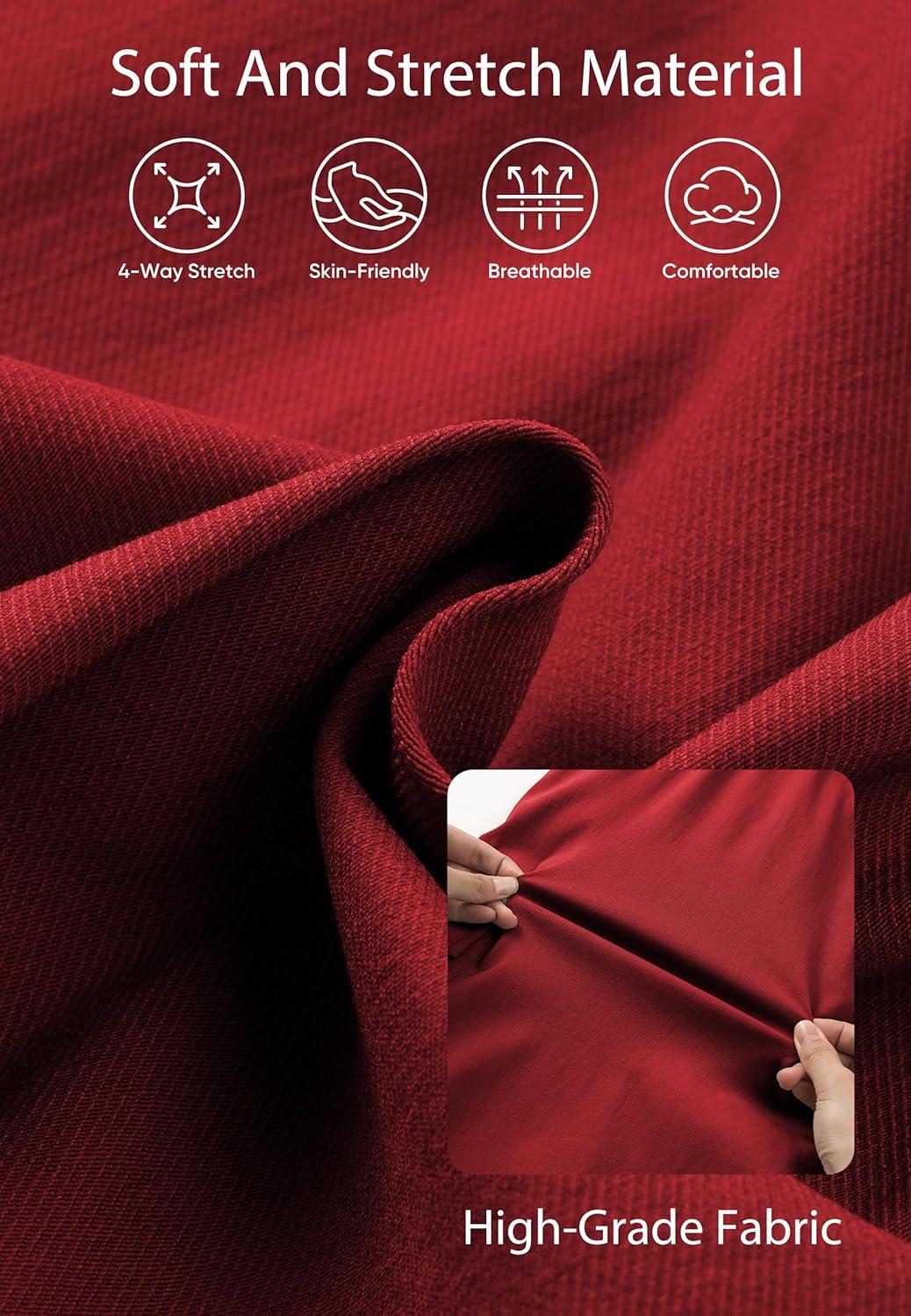 imageJMIERR Mens Casual Stretch Cargo Shorts Classic Drawstring Elastic Waist Summer Work Short with Multi PocketsRed