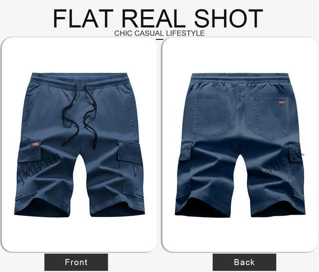 imageJMIERR Mens Casual Twill Cargo Shorts Cotton Drawstring Classic Cargo Stretch Short with 6 PocketsB Blue