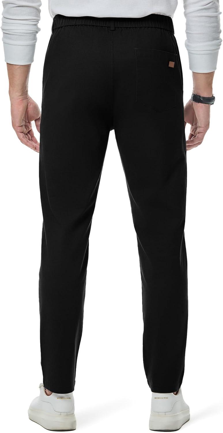 imageJMIERR Mens Chino Pants Casual Stretch Waist Tapered Trousers with PocketsA Black