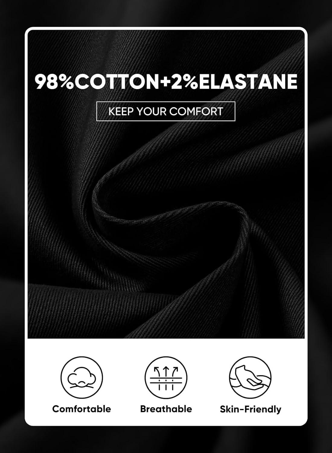 imageJMIERR Mens Chino Pants Casual Stretch Waist Tapered Trousers with PocketsA Black