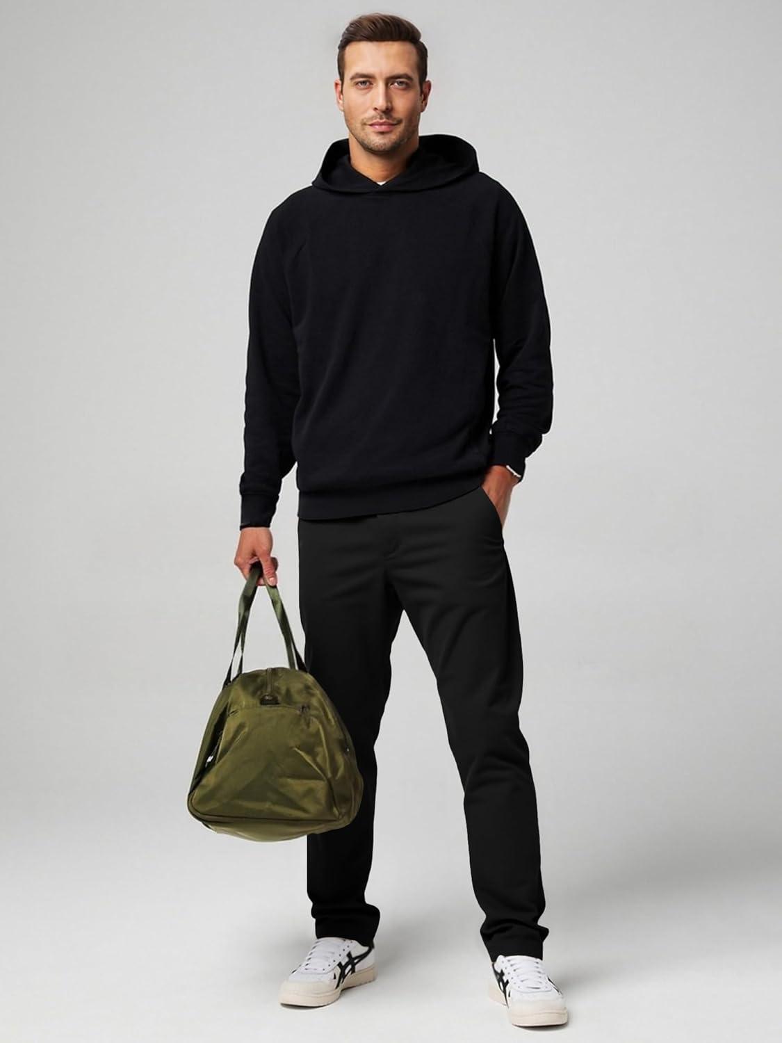 imageJMIERR Mens Chino Pants Casual Stretch Waist Tapered Trousers with PocketsA Black