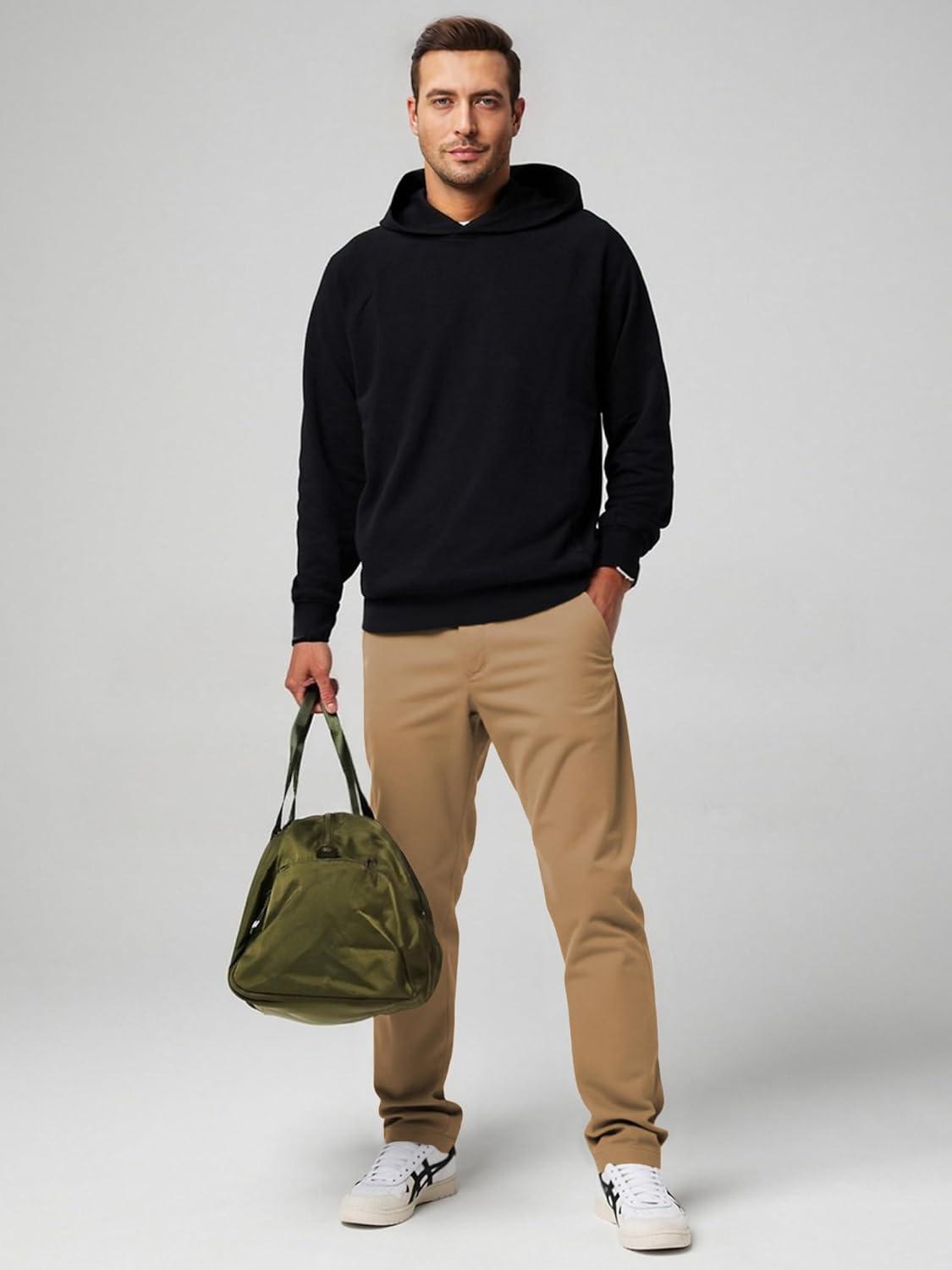 imageJMIERR Mens Chino Pants Casual Stretch Waist Tapered Trousers with PocketsA Khaki