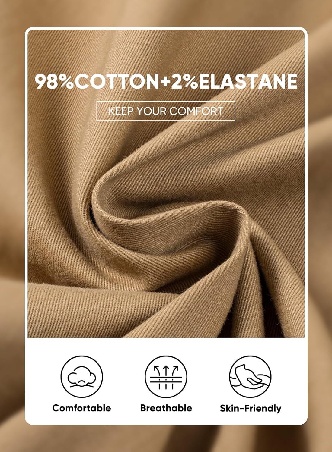 imageJMIERR Mens Chino Pants Casual Stretch Waist Tapered Trousers with PocketsA Khaki