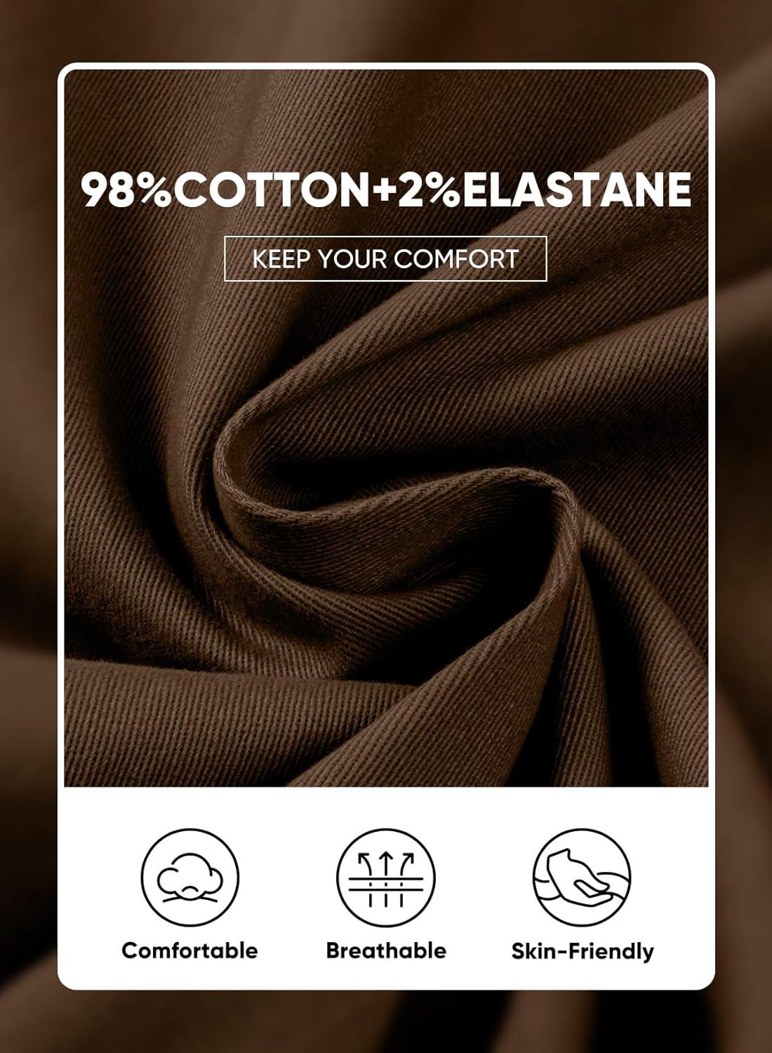 imageJMIERR Mens Chino Pants Casual Stretch Waist Tapered Trousers with PocketsCoffee