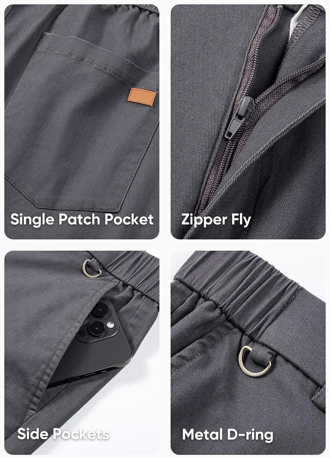 imageJMIERR Mens Chino Pants Casual Stretch Waist Tapered Trousers with PocketsDark Grey