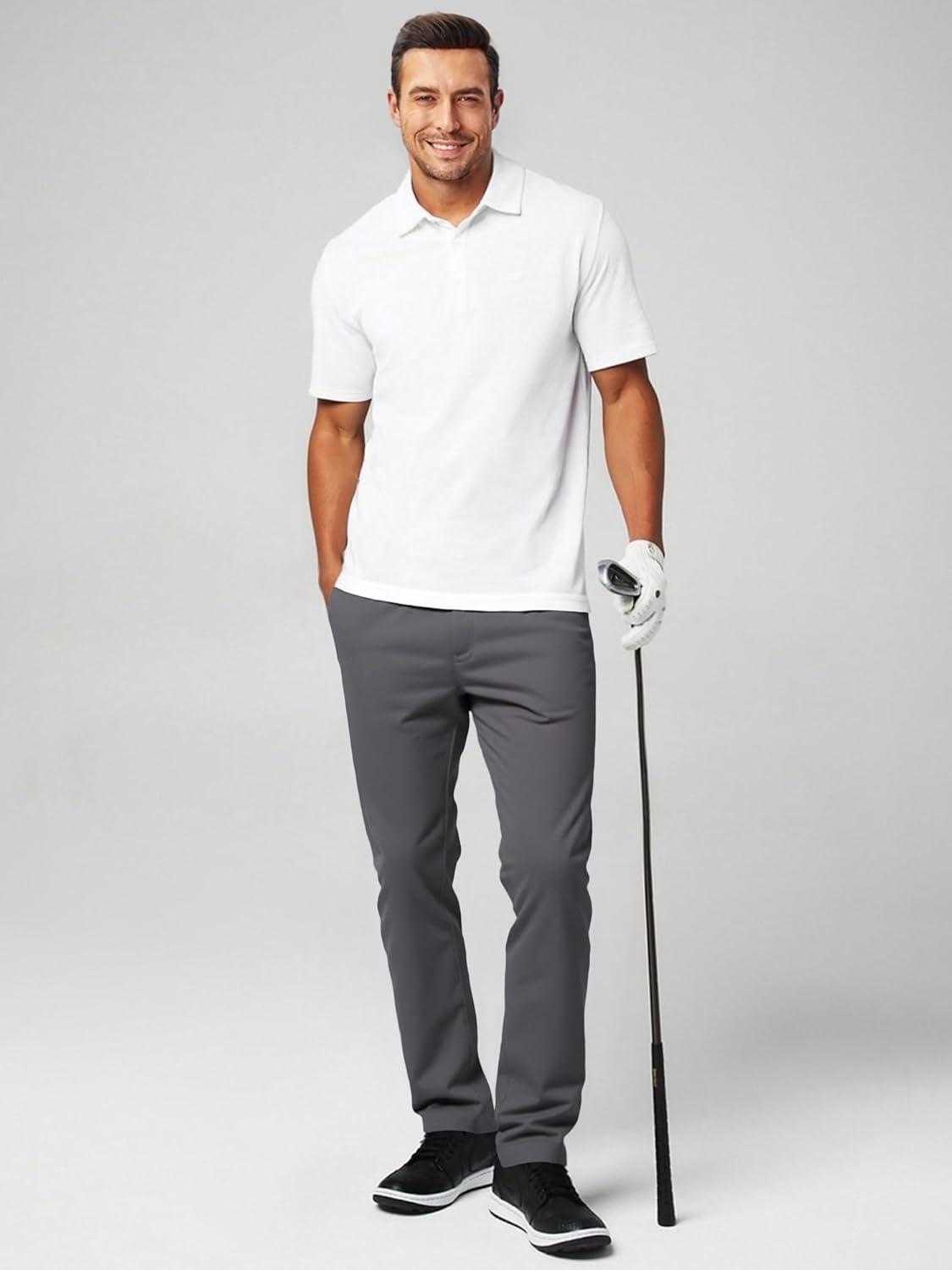 imageJMIERR Mens Chino Pants Casual Stretch Waist Tapered Trousers with PocketsDark Grey