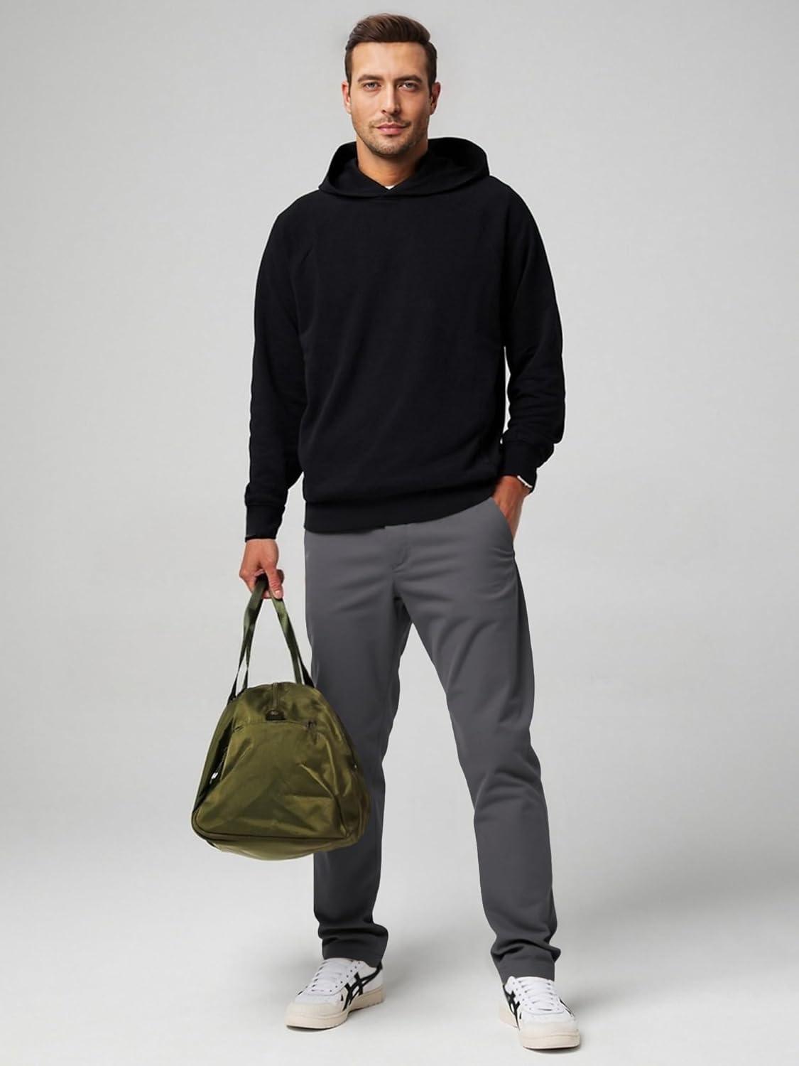 imageJMIERR Mens Chino Pants Casual Stretch Waist Tapered Trousers with PocketsDark Grey