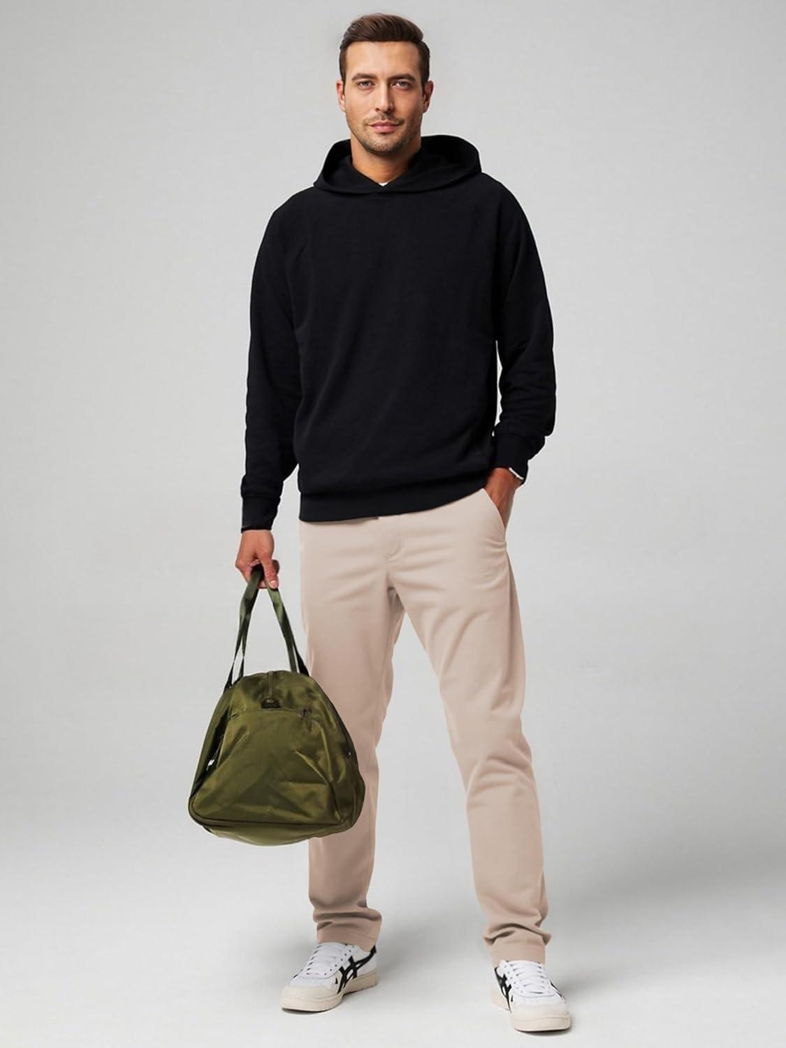 imageJMIERR Mens Chino Pants Casual Stretch Waist Tapered Trousers with PocketsE Apricot